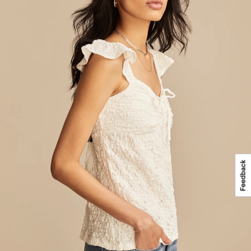 Lucky Brand textured babydoll Cottage Core top Womens Size XXL NWT - Picture 7 of 8